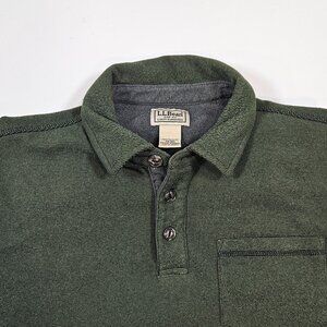L.L.Bean Button Neck Pullover Sweater Green Mens SM Reg